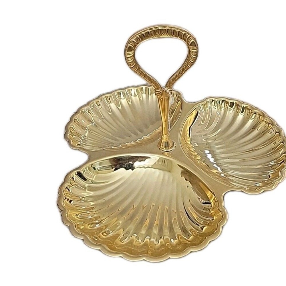 1969 VINTAGE IRVING Ware GO GO GOLDEN 3 SHELL SERVER TRAY RARE NY USA